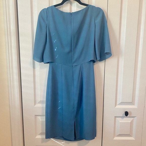 Reiss mist blue flutter sleeve fluted mini dress size 2 - Picture 4 of 7
